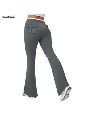 Flare Leggings High Waist Tummy Control Yoga Pants Back Pockets
